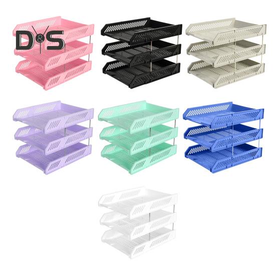 3 Tier Stackable Letter Tray Desk Paper Organizer Plastic File Document Storage Rack for Home Office School
