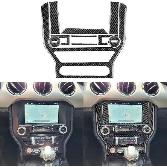 NVCNX Real Carbon Fiber Compatible with Ford Mustang GT 2015- 2016 2017 2018 Accessories Car Gear Shift Frame Cover Interior Trim Sticker Decal