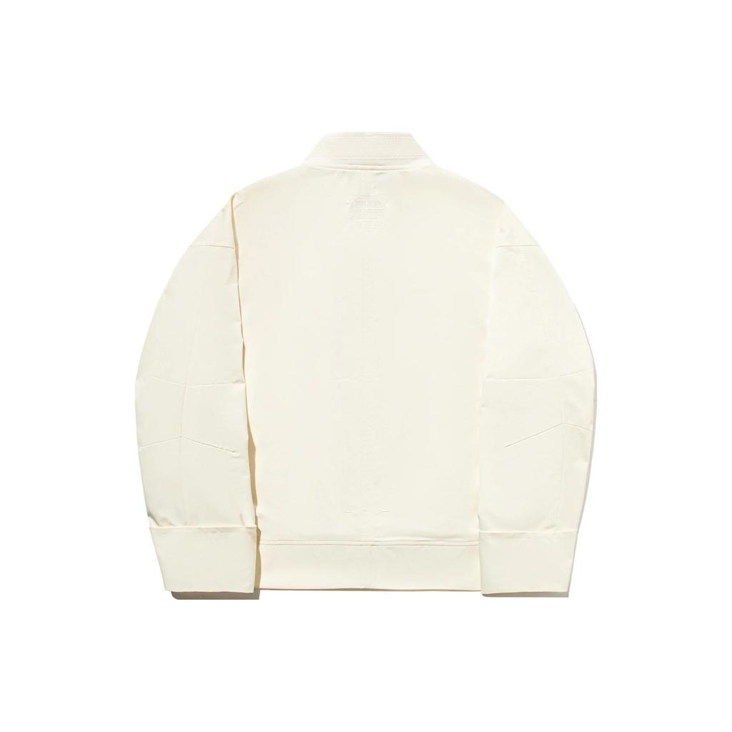 Мужская куртка Li Ning X Jackie Chan Collaboration Kung Fu Series, однотонная свободная бейсбольная куртка с воротником, цвет белый AFDT573-2