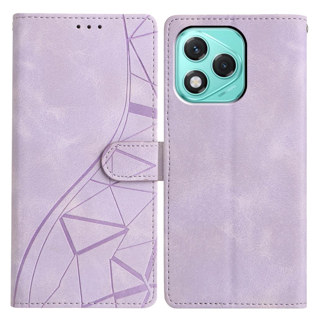 For Honor 400 Lite Case Wallet Stand Imprinted Triangle Pattern Leather Phone Flip Cover