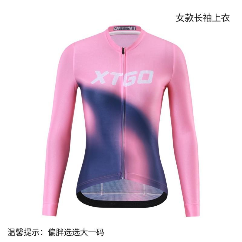 Womens Cycling Jersey Long Sleeve Breathable Moisture Wicking Bike Shirt Road