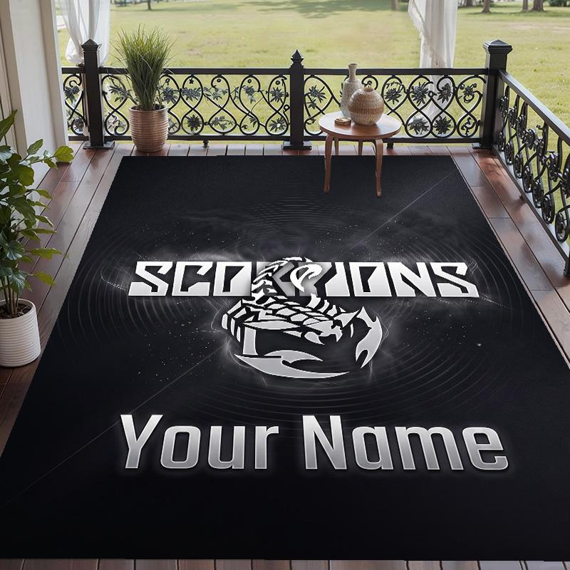 Custom Text Printed Rug Scorpions Non Slip Floor Carpet For Home Room Decor