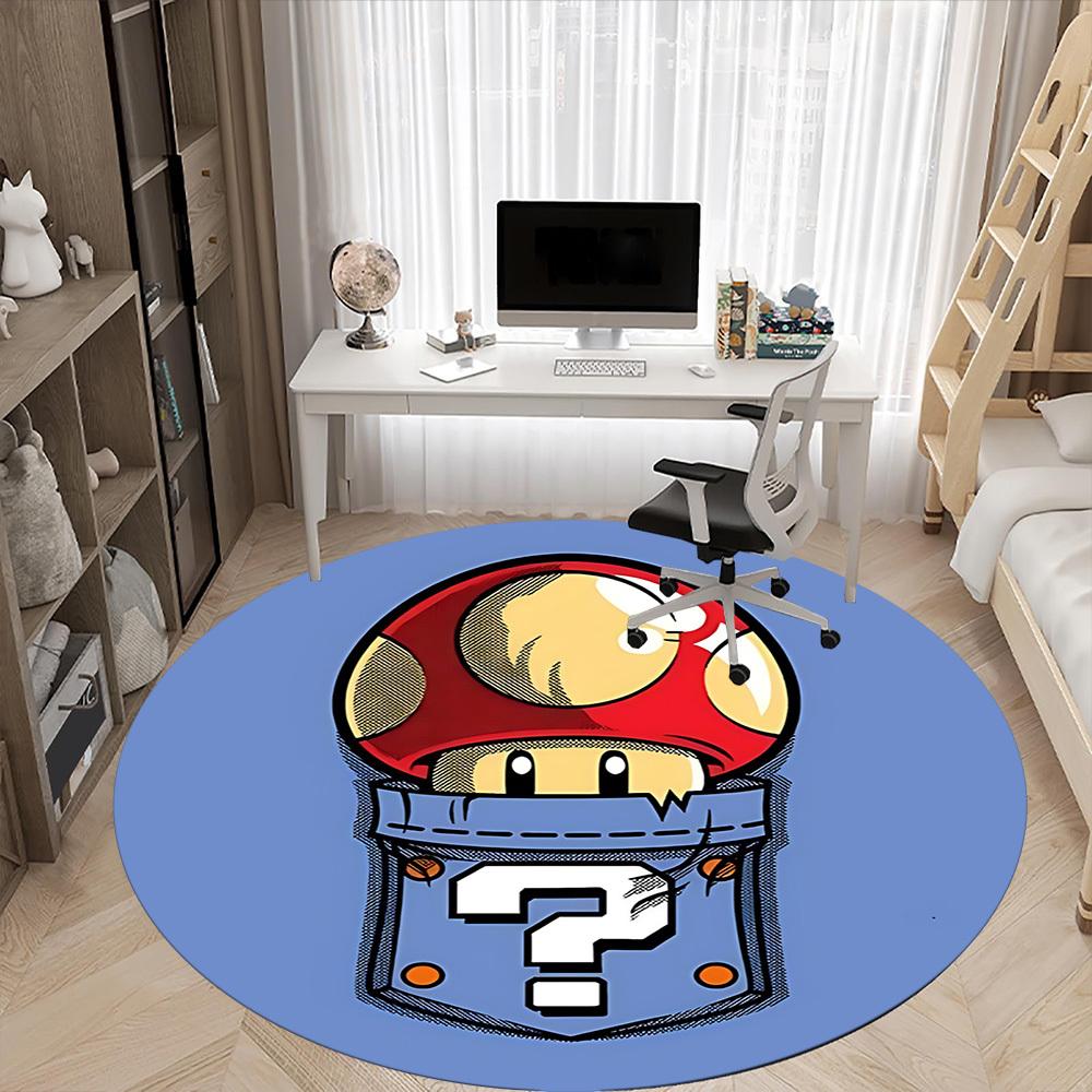 1pc Mario Mushroom Pocket Office Round Area Rug, Under Office Chairs Bedroom Living Room Home Decor a1022247