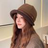 Autumn and Winter Warm Fisherman Hat Women's Winter Hepburn Style Plus Velvet Octagonal Hat Showing Face Small Versatile Plush Big Head Basin Hat