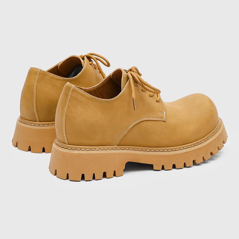 Classic Versatile Fashion Inner Height Increase British Style Casual Head White Men'S Leather Shoes Commuter Shoes Derby Shoes