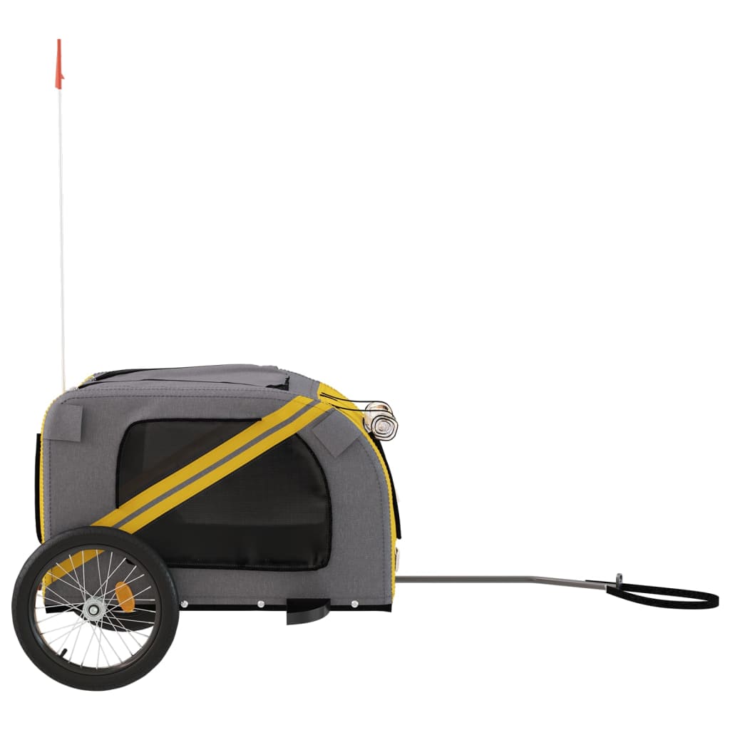 Bicycle Trailer for Dogs Yellow and Grey Oxford Fabric and Iron
