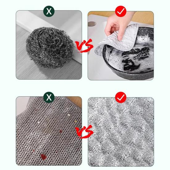 2/3/5/10Pcs Wire Dishwashing Rags Reusable Miracle Cleaning Clothes Non-Scratch Dishcloth Kitchen Residue Removal Clothes