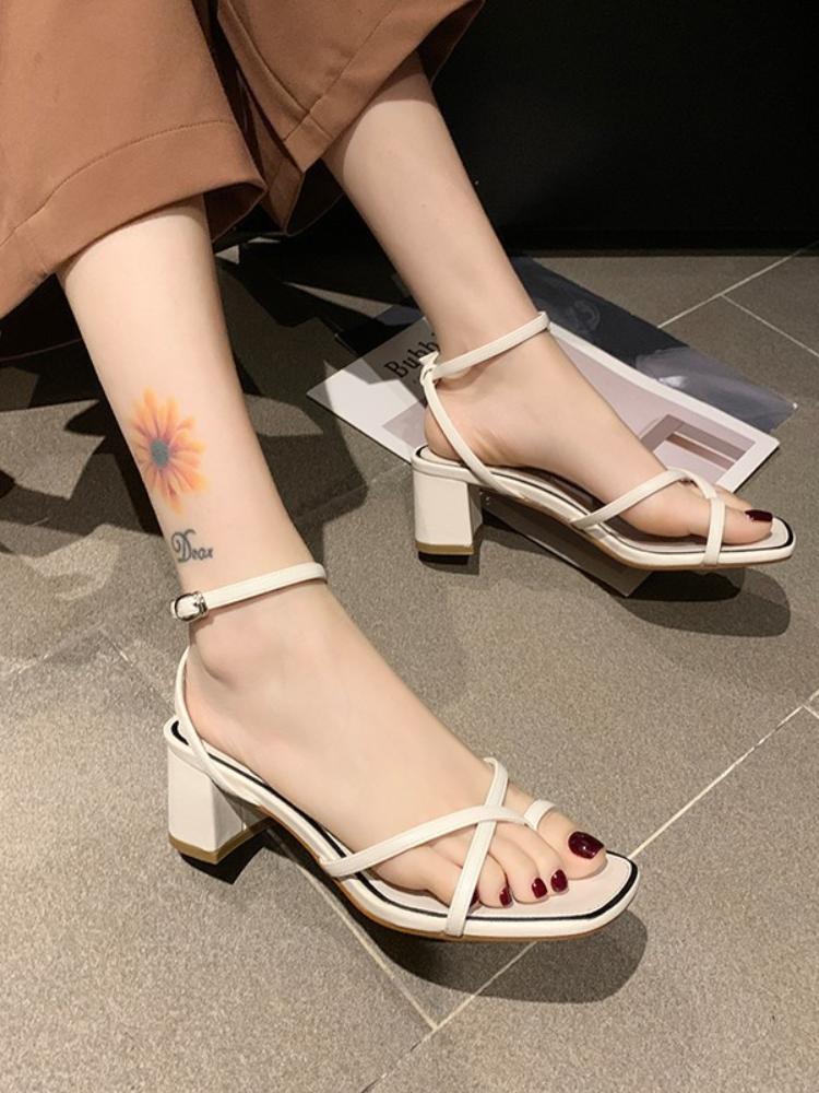 Новые летние женские сандалии, римская обувь, студенческая обувь на диком толстом каблуке, модные высокие каблуки в сказочном стиле