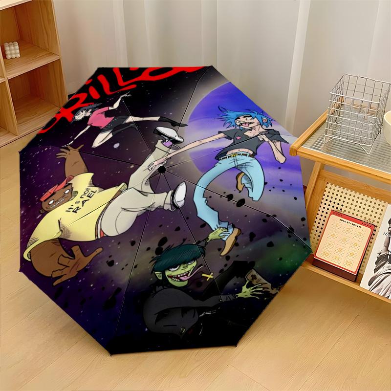 Gorillaz Windproof Auto 8 Rib Folding Umbrella Portable Outdoor Parasol
