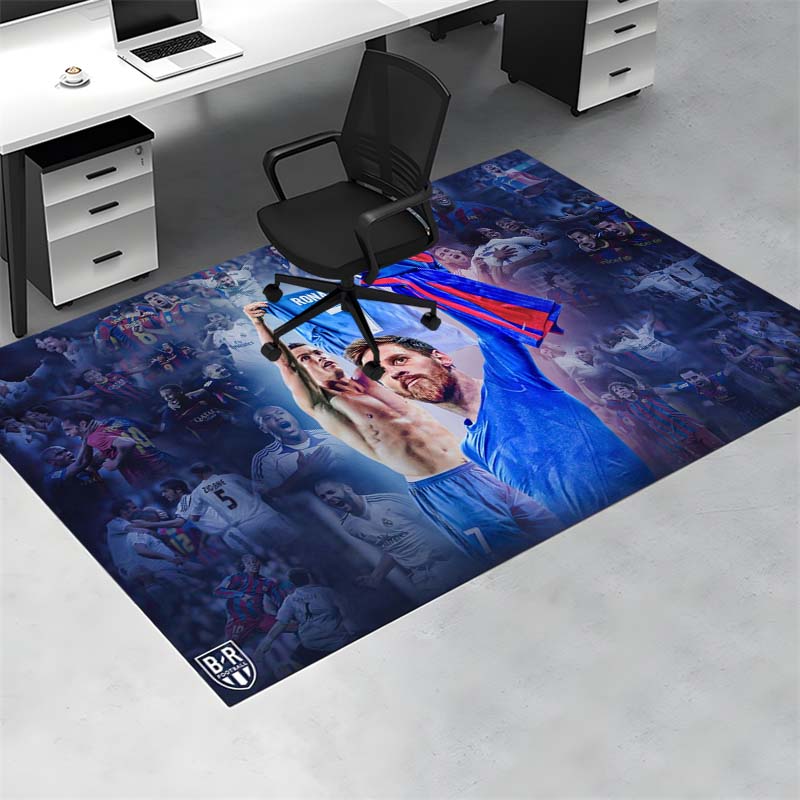 Soccer Star Legend Collage Print Area Rug Sports Fan Non‑Slip Rectangular Floor Mat for Gaming Room Office Living Bedroom Home Decor