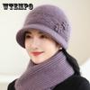 Faux Rabbit Fur Hat Women's Fashion Warm Knitted Wool Hat Winter Cold Basin Hat