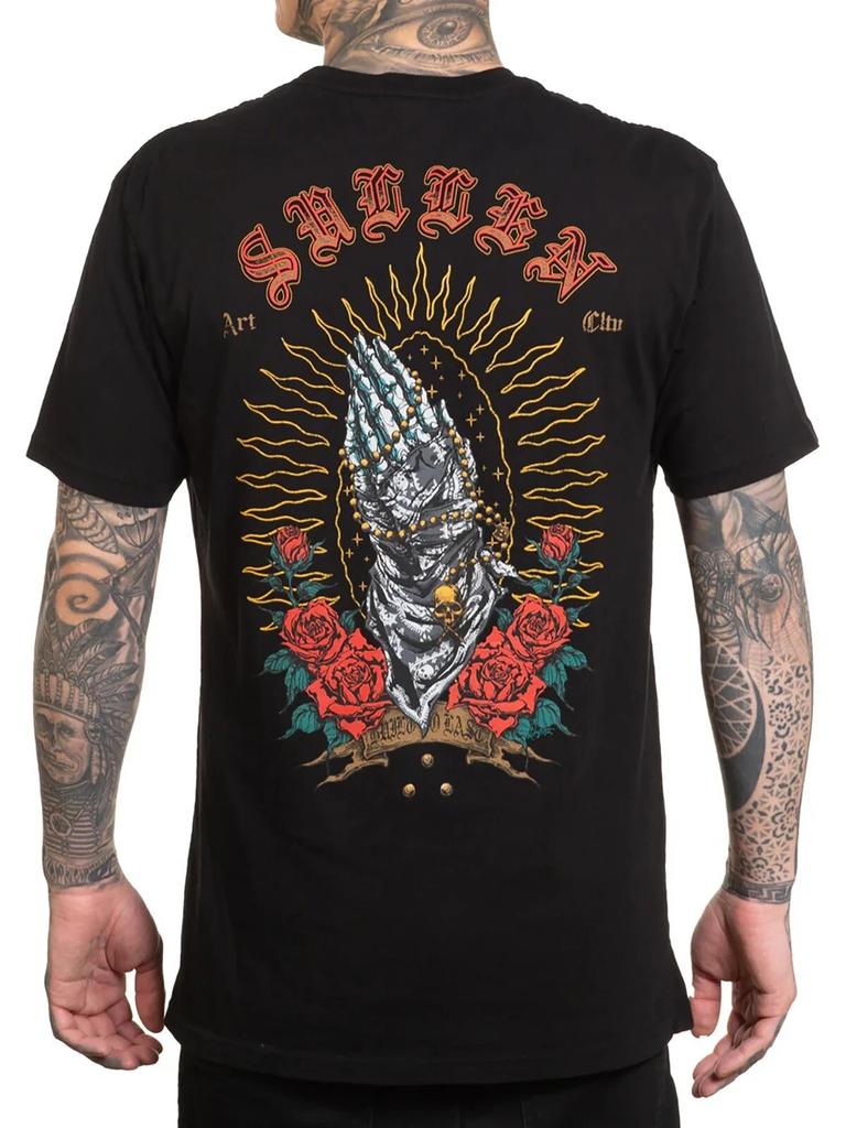Sullen Men's Forgive Me Short Sleeve Premium T-shirt Tops Tees Unisex Tattoo Praying Hands Tee