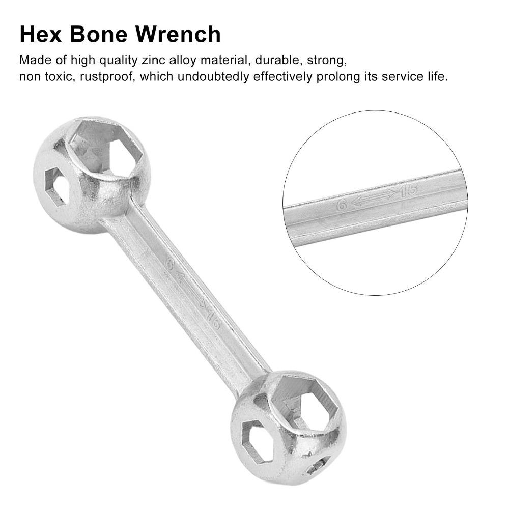 2PCS 6-15mm Hexagonal Bike Wrench 10 in 1 Cycle Spanner Portable Hex Bone Wrench Bike Repairing