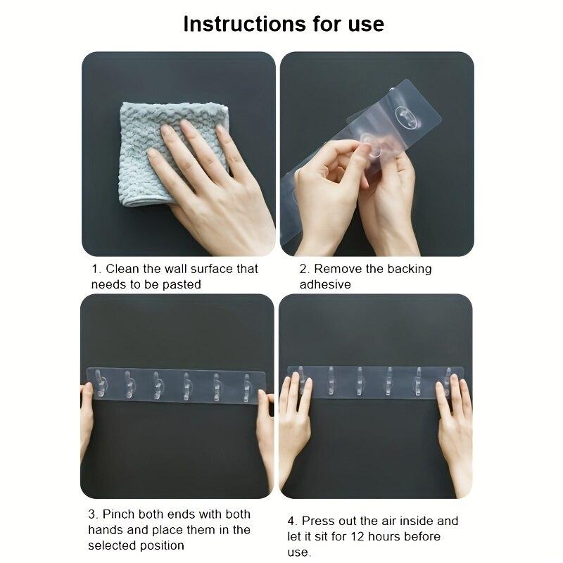 Прозрачные 6-рядные крючки без следов Прочные крючки Липкие задние крючки для подвешивания полотенец, одежды и пальто Аксессуары для ванной