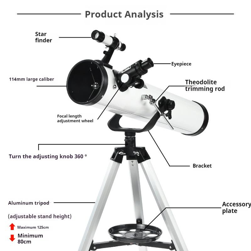Телескоп 525X, телескопы для взрослых, 114 мм Космический астрономический рефракторный телескоп для детей, Астрономия Наблюдение за птицами Монокуляр