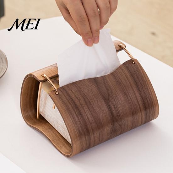 Bathroom Tissue Case Wooden Holder, Rectangular Decorative Paper Napkin Dispenser, Durable Home Accessory Organizer, for Office Desk Decor Box Holder