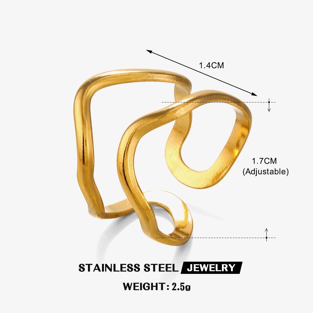 2025 New 18K Gold Plated Stainless Steel Metal Rings for Women Irregular Trendy Designer Aesthetic Jewelry Waterproof Men's Ring