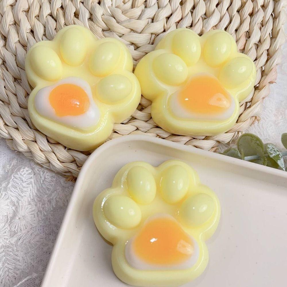 Three-color Rainbow Mini Cat Paw Squeeze Toy Poached Egg Pinch Decompression Toy Kids Tricky Doll