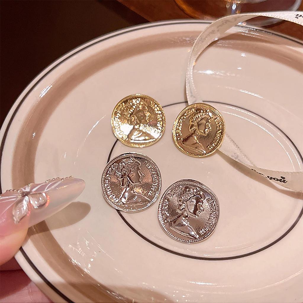 Ретро Личность Продвинутое Чувство Преувеличивать Металлические Чувства Портрет Серьги Для Женщин