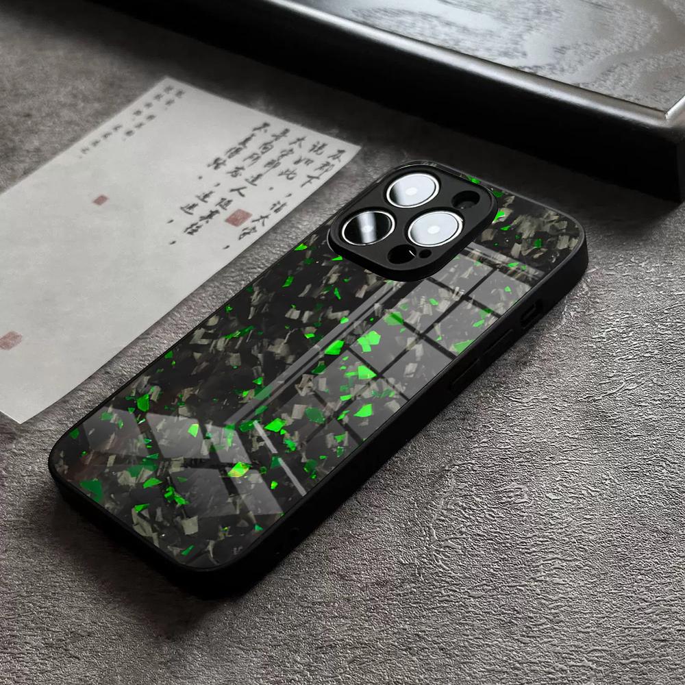 100% Настоящий Кованый Углепластик Чехол Для Телефона Для IPhone 17 Pro Max 14 Pro 15 12 11 13 Mini X XR XS 16 Plus SE Стеклянная Крышка