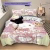 3 шт. Постельное белье с принтом к 45-летию Hello Kitty, Мягкое и удобное покрывало-одеяло для спальни, Гостевой комнаты (1 пододеяльник + 2 наволочки