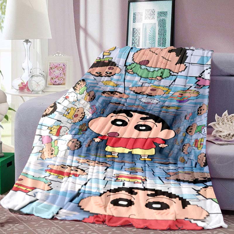 This Crayon Shin-chan cartoon blanket is made of warm and comfortable flannel and is suitable for bedrooms, sofas, beds, chairs,
