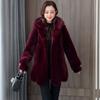 Winter New Fashion Imitation Mink Fur Imitation Coat Middle-aged Mother Hooded Jacket Thickened Women's Pendulum