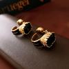 Ретро Темные Искусственные Кристаллы Квадратные Серьги из Стерлингового Серебра с Золотым Покрытием - Высококлассное Модное Заявление для Женщин