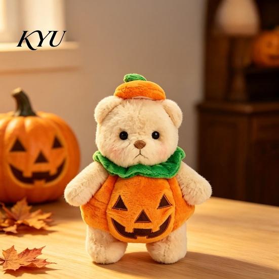 Halloween Theme Room Decor Pumpkin Bear Plush Toy, Soft Stuffed Animal for Kids, Doll Toddlers Cute Huggable Pillow Fall Holiday Home Kids