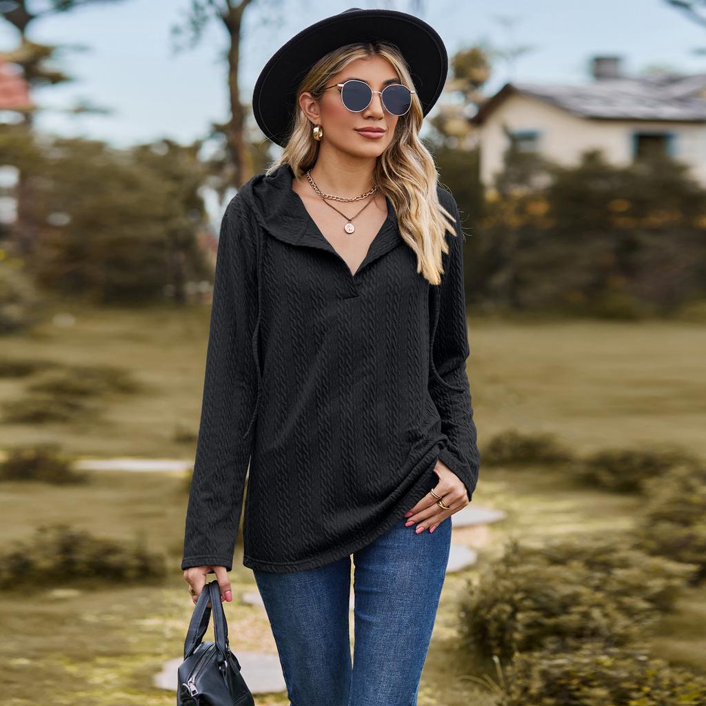 GMXIA Женские модные повседневные однотонные худи и свитшоты с капюшоном и длинными рукавами с принтом