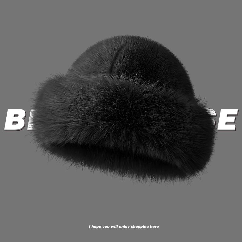 Hairy Mongolian hat girl cute face small dome basin hat cold warm imitation mink warm bucket hat winter