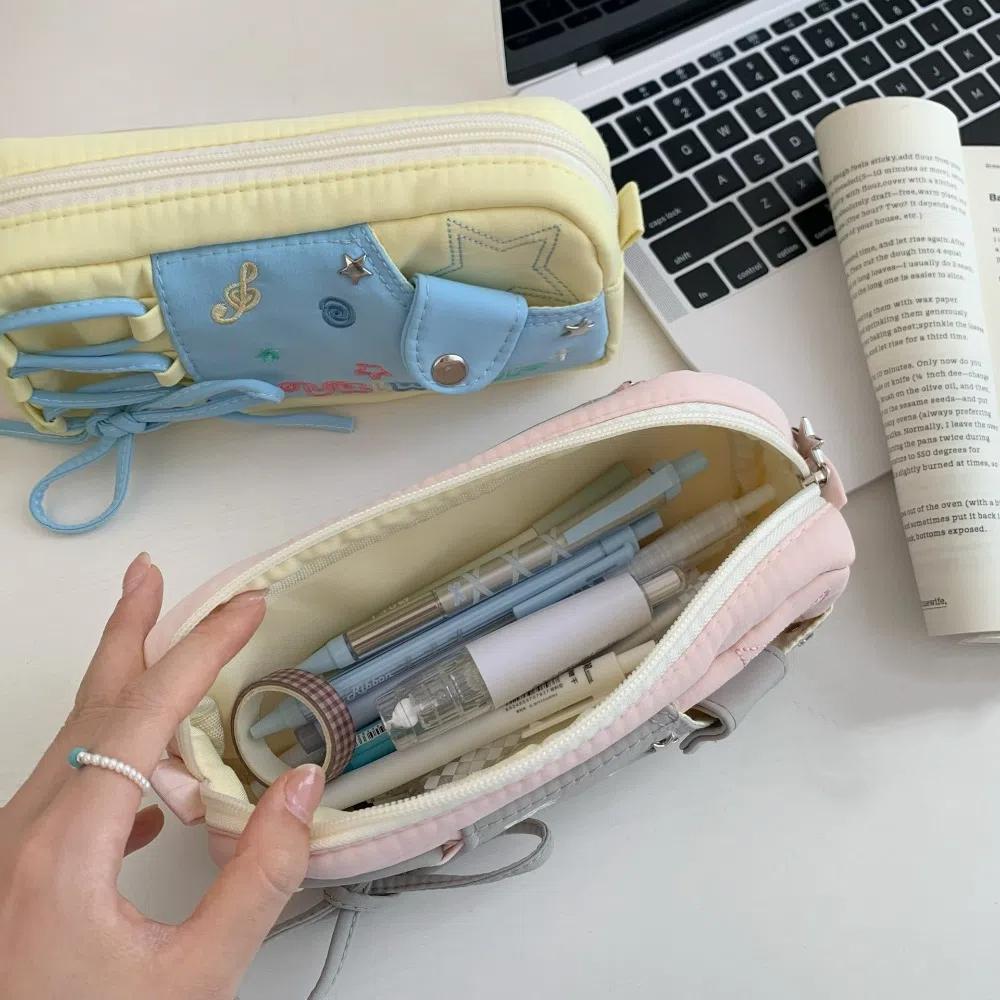 Large Capacity Korean Stationery Bag Desktop Storage Cartoon Pencil Bag Large Ins Pen Bag School