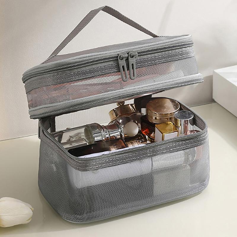 1 шт. сетчатая косметичка, сетчатая косметичка для офиса, дорожные сумки для хранения, двухслойные косметички
