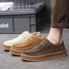 Fashion Men's Casual Shoes Lace-up Cow Suede Genuine Leather Thick Sole Mens Classic Retro British Style Outdoor Driving Flats