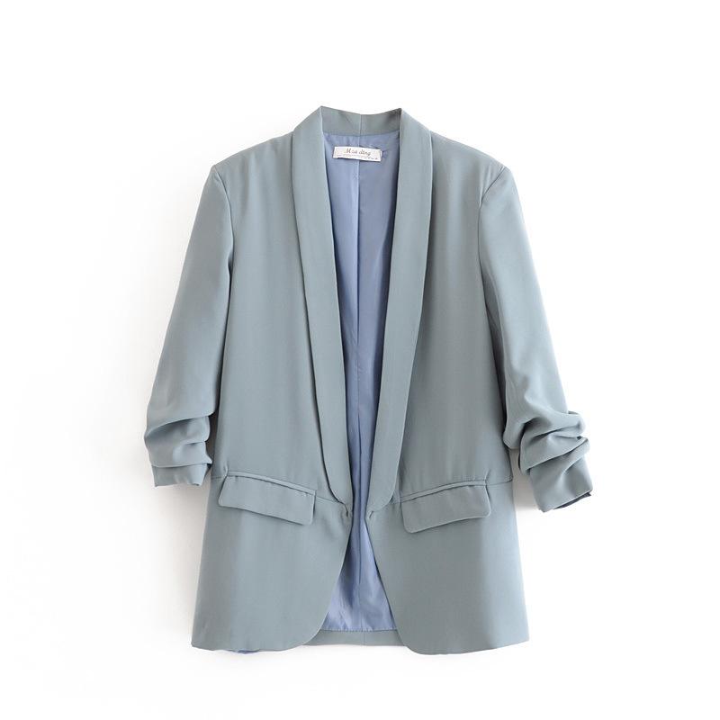 Spring and Autumn Commuter Urban Leisure Versatile Candy Women's Pleated Sleeve Blazer