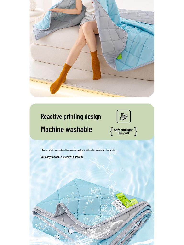 Летнее одеяло из охлаждающего шелка - Однотонное одеяло из ледяного шелка для кондиционирования воздуха для детей, Тонкое и освежающее одеяло, Идеальный летний подарок