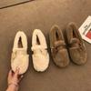 Fairy Style Women's Cotton Shoes Winter New Flat Bottomed Round Toe Lazy Shoes Women's Fashionable Warm Fur Shoes Women