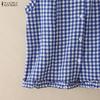 ZANZEA Women Casual Round Neck Summer Sleeveless Grid Tank Tops