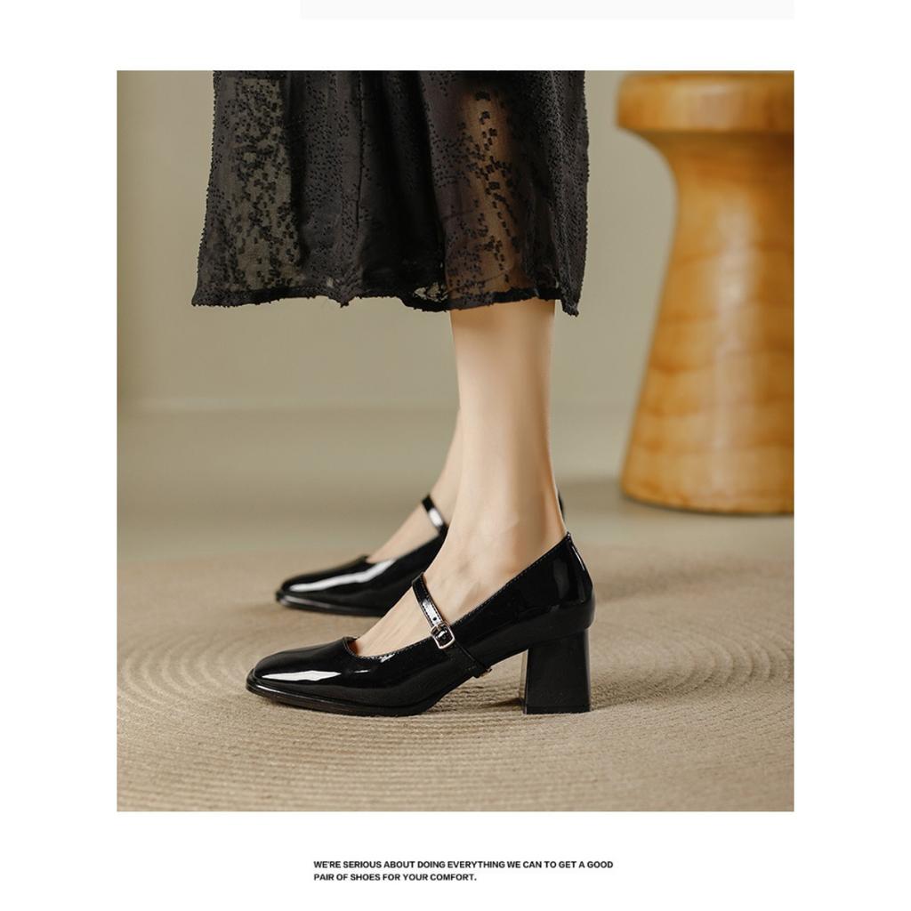 Лакированная кожа, толстые, на высоком каблуке, новые женские туфли Hundred with A Word with High-heeled Women's Single Shoes, женские туфли на высоком каблуке, элегантные