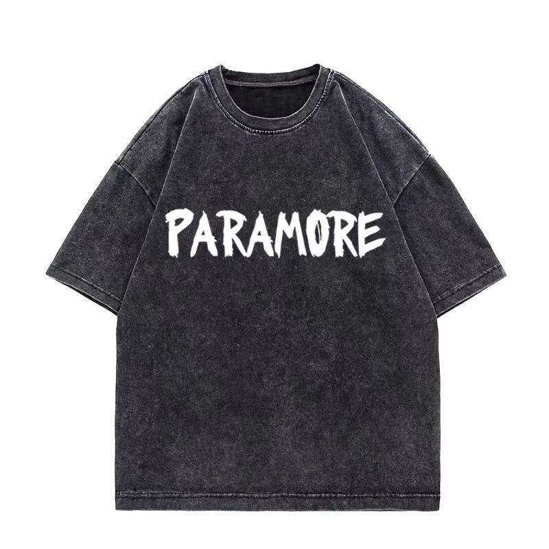 Rock band Paramore Doodle Art Tour Album Vintage Washed T shirt Men Women's Hip Hop streetwear short sleeve Cotton clothes