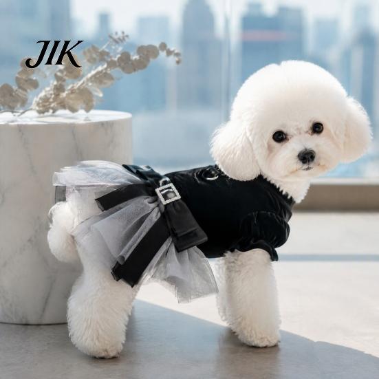 Breathable Apparel for All Seasons Dog Lace Mesh Fluffy Dress, Cute Princess Dress with Bow And Rhinestone, Soft Fabric Dresses Small Pets Elegant Pet