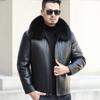 Утолщенная пухом мужская куртка из натуральной кожи большого размера, куртка из овчины, куртка для пап среднего и пожилого возраста