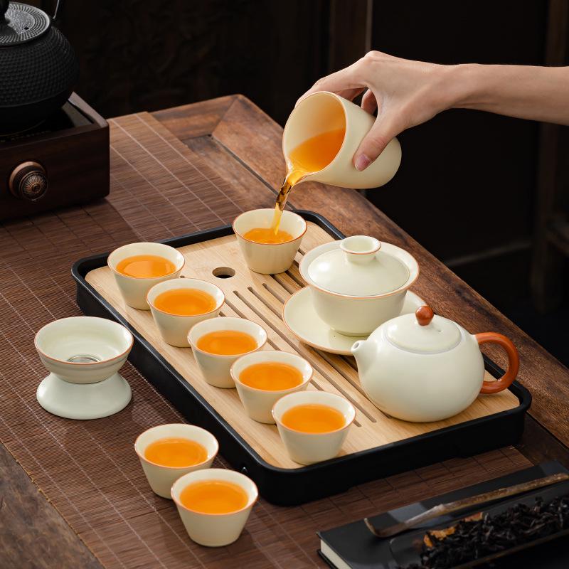 Элегантный чайный сервиз Ru Kiln для дома или офиса - Настраиваемый с логотипом, Идеально подходит для подарков