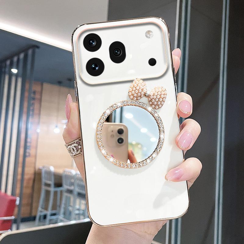 For Honor 600 Pro Case Soft Plating brick inlaid pearl butterfly makeup mirror Smooth Electroplated For Honor 600 Pro Back Cover