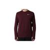 Solid Color Crew Neck Pullover Logo Print Long Sleeve T-Shirt Men Tops Deep-Red 930241-013