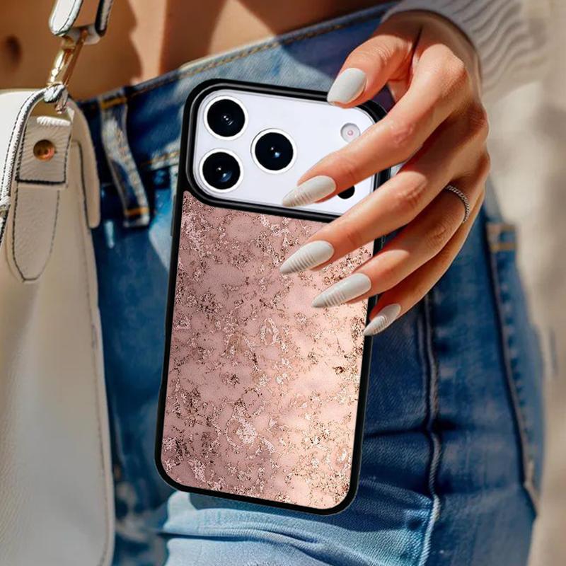 Чехол для телефона с узором 'Золотая Роза Блестки Розовое Сердце' Для iPhone 17 Air 14 15 13 12 Max Чехол Для Apple 14 15 16 16e 11 Pro Max Plus