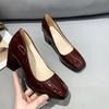 New Wine Red Chunky Heels Pumps Women Shoes Casual 2.95Inch Square High Heels Ladies Wedding Party Super Plus Size 43