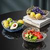 Love Bar Fruit Plate Light Luxury Phnom Penh Diamond Pattern Household Living Room Coffee Table Salad Plate Snack Plate