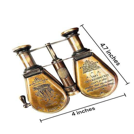 Vintage Portable Binocular Nautical Spyglass Glass Binocular for Hiking, Camping Columbus Binocular