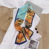 Ins Style Minimalist Double-Sided Striped Simulated Silk Long Scarf Satin Double Layered Scarf French Elegant Retro Headband